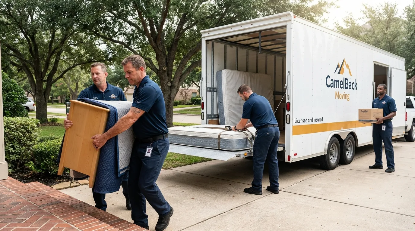 Crew loading residential truck for cross-state move from Little Neck, NY